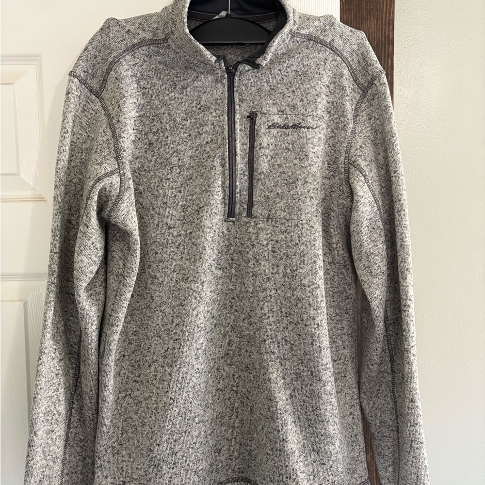 Eddie Bauer Men's Gray Quarter-Zip Sweater